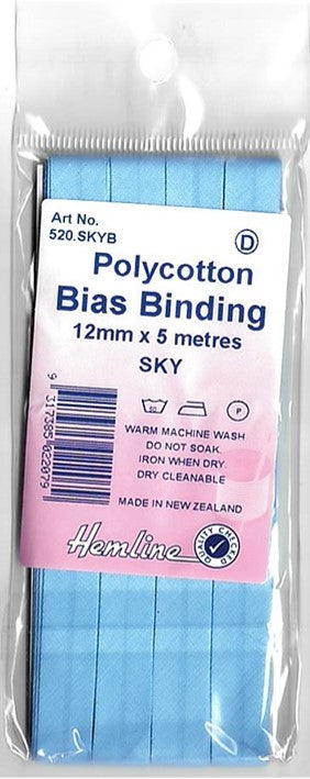BIAS BINDING SKY BLUE 12MM X 5MTR [SZ:12MM CL:SKY BLUE]