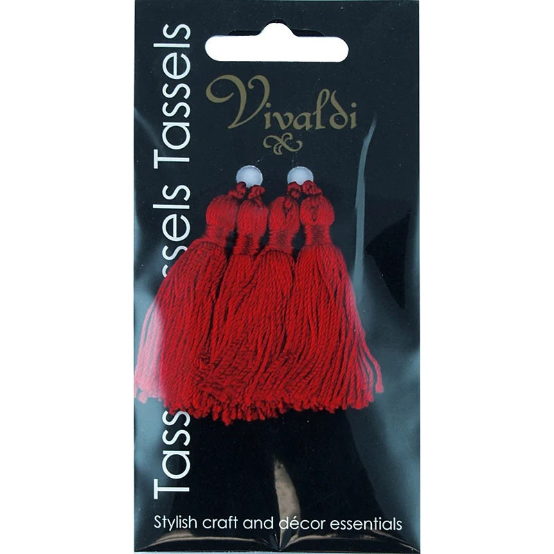 TASSEL RAYON 5CM RED 4PC