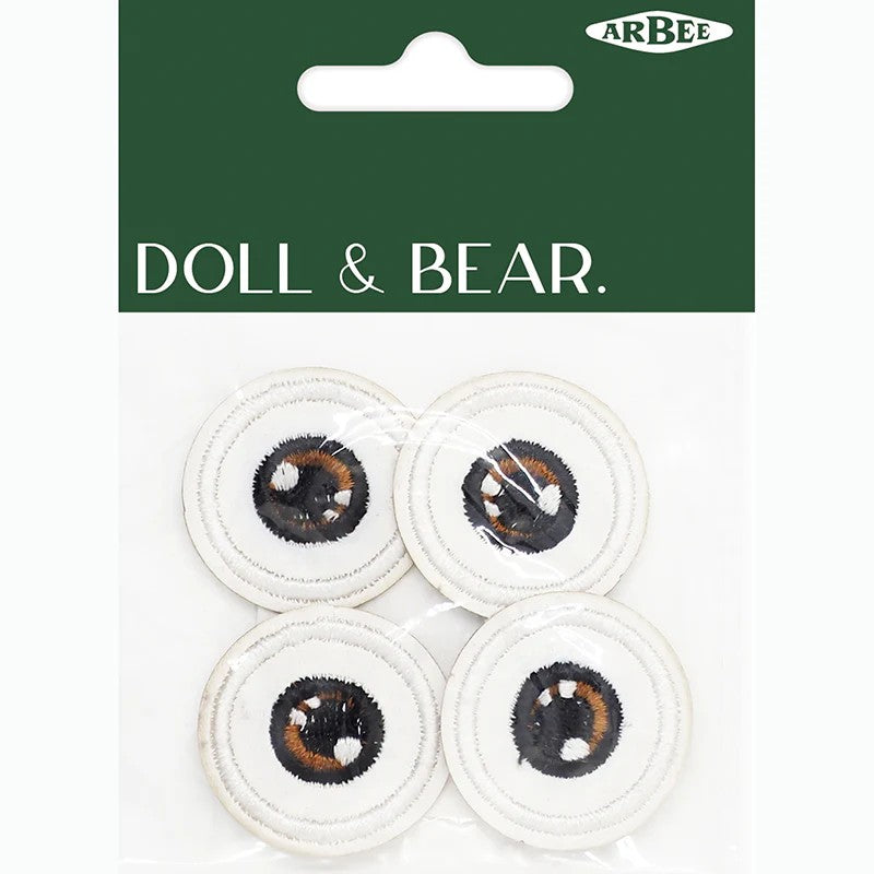 SEW ON EMBROIDERED EYE BROWN 30MM 4PC