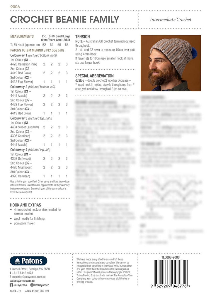 CROCHET BEANIE FAMILY PATTERN