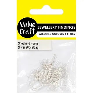 SHEPHERD HOOKS SILVER 20PCS