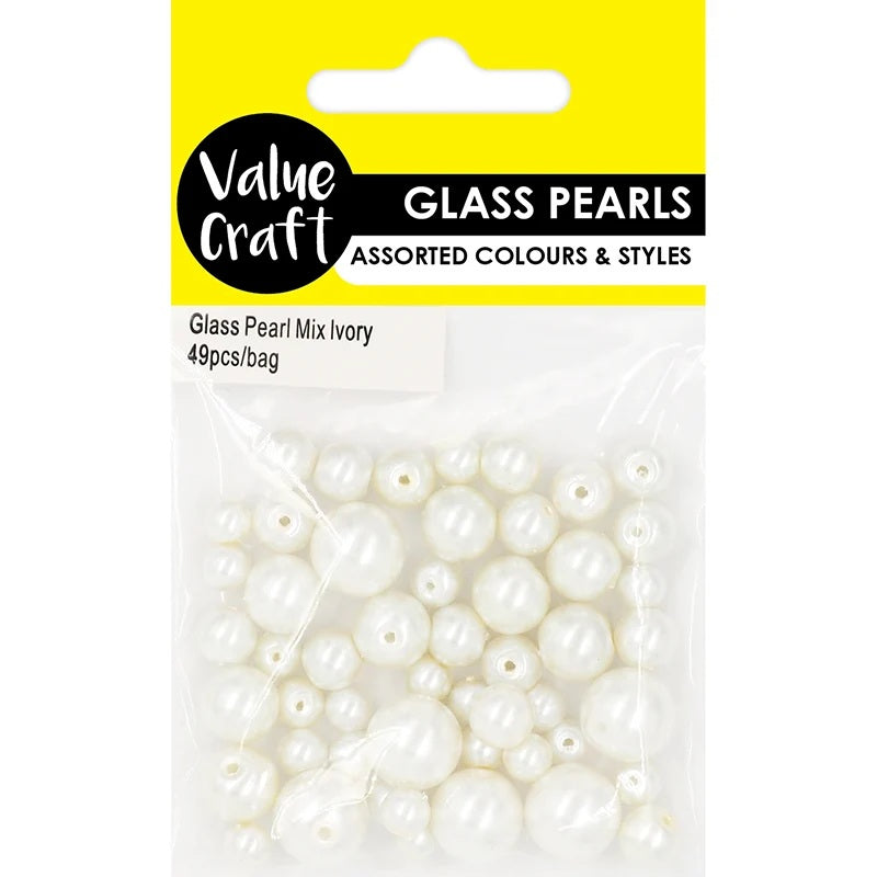 BEADS PEARL GLASS MIX IVORY 49PC