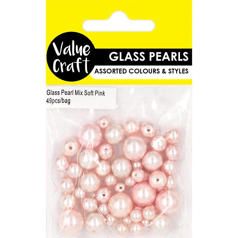 BEADS PEARL GLASS MIX PINK 49PC