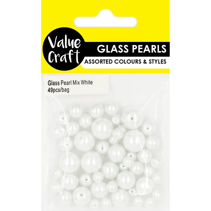 BEADS PEARL GLASS MIX WHITE 49PC