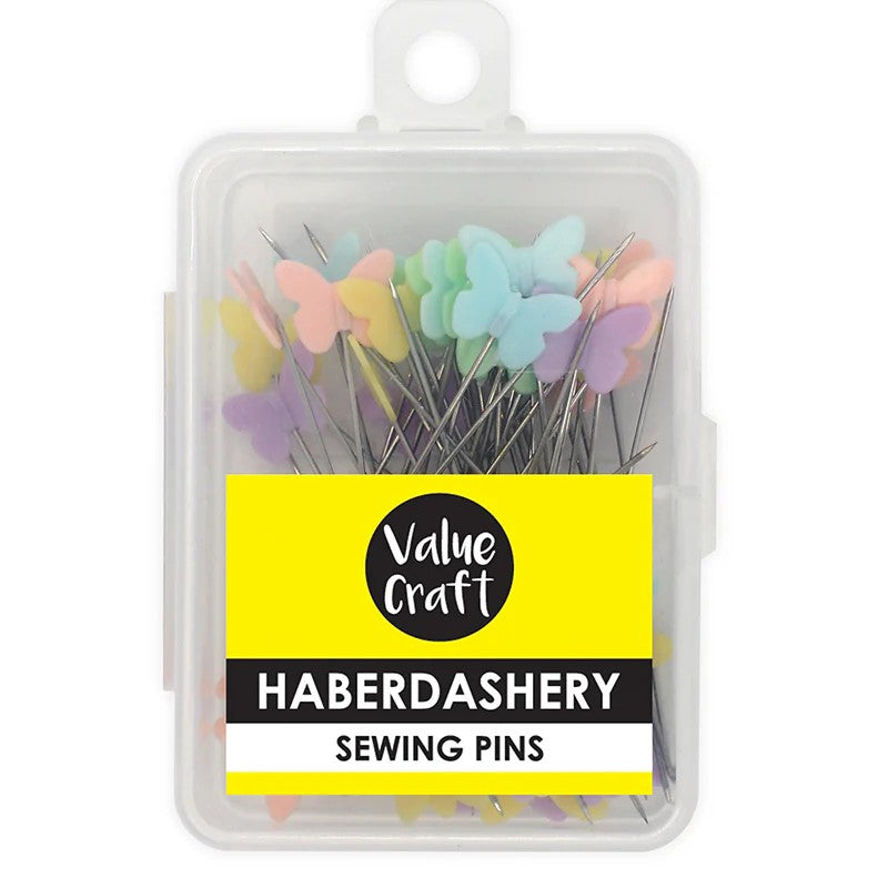 DRESSMAKING BUTTERFLY PINS PASTEL 50PC