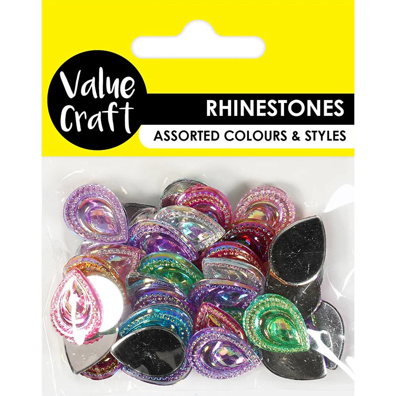 RHIESTONES TEARDROPS AB MULTI 36PC
