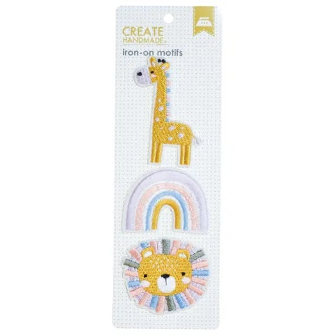 MOTIF IRON ON - GIRAFFE, RAINBOW, LION