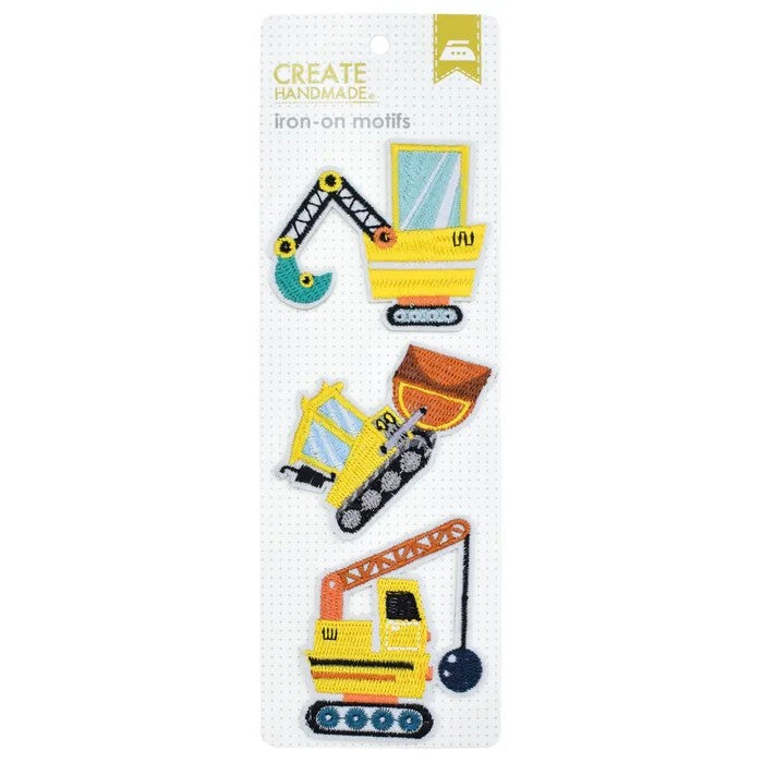 MOTIF IRON ON - CONSTRUCTION 3 PK